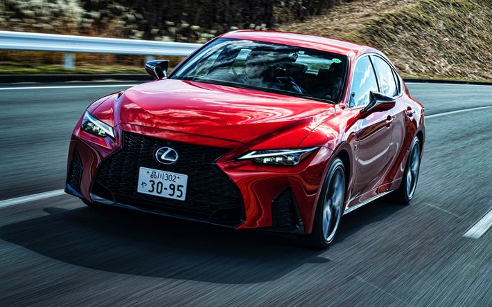 4k, Lexus IS 300 F SPORT, highway, 2021 cars, JP-spec, HDR, luxury cars, 2021 Lexus IS, japanese cars, Lexus