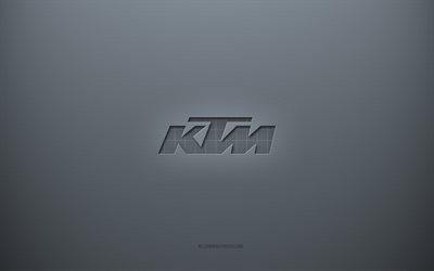 Logotipo de KTM, fondo creativo gris, emblema de KTM, textura de papel gris, KTM, fondo gris, logotipo de KTM 3d