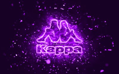 Kappa violett logotyp, 4k, violett neonljus, kreativ, violett abstrakt bakgrund, Kappa logotyp, varum&#228;rken, Kappa