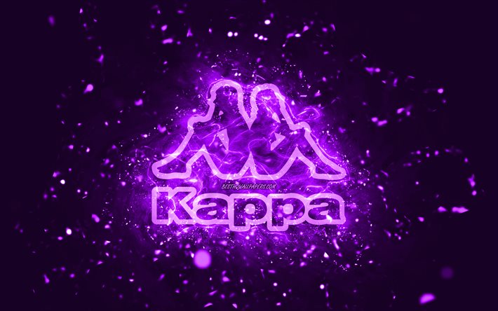 Logotipo Kappa violeta, 4k, luzes de n&#233;on violeta, criativo, fundo abstrato violeta, logotipo Kappa, marcas, Kappa