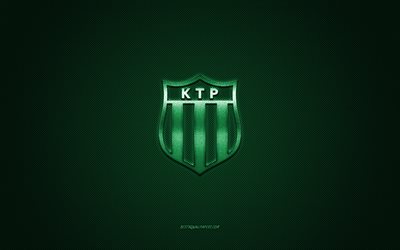 KTP, Finnish football club, green white logo, green white carbon fiber background, Veikkausliiga, football, Kotka, Finland, KTP logo, Kotkan Tyovaen Palloilijat