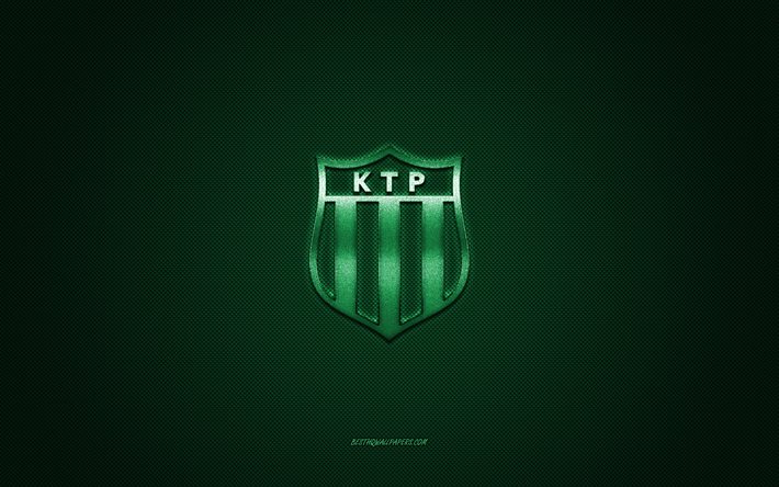 KTP, Finnish football club, green white logo, green white carbon fiber background, Veikkausliiga, football, Kotka, Finland, KTP logo, Kotkan Tyovaen Palloilijat