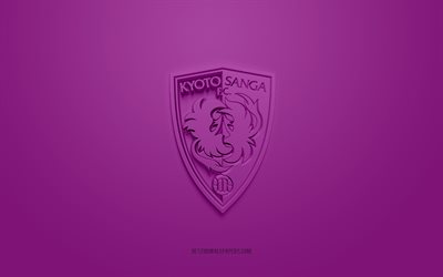 Kyoto Sanga FC, yaratıcı 3D logo, mor arka plan, J2 Ligi, 3d amblem, Japonya Futbol Kulübü, Kyoto, Japonya, 3d sanat, futbol, Kyoto Sanga FC 3d logo