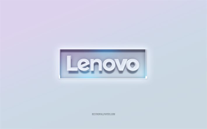 Logotipo de Lenovo, texto recortado en 3d, fondo blanco, logotipo de Lenovo en 3d, emblema de Instagram, Lenovo, logotipo en relieve, emblema de Lenovo en 3d