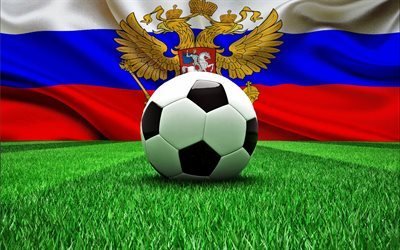Russia 2018, FIFA World Cup, football, Russian Flag, Emblem of Russia, Russian Federation
