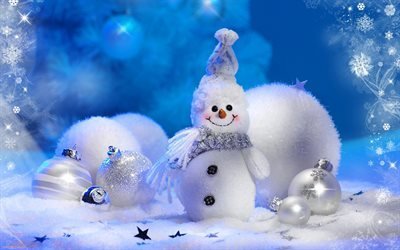 winter, snowman, christmas, snow, New Year