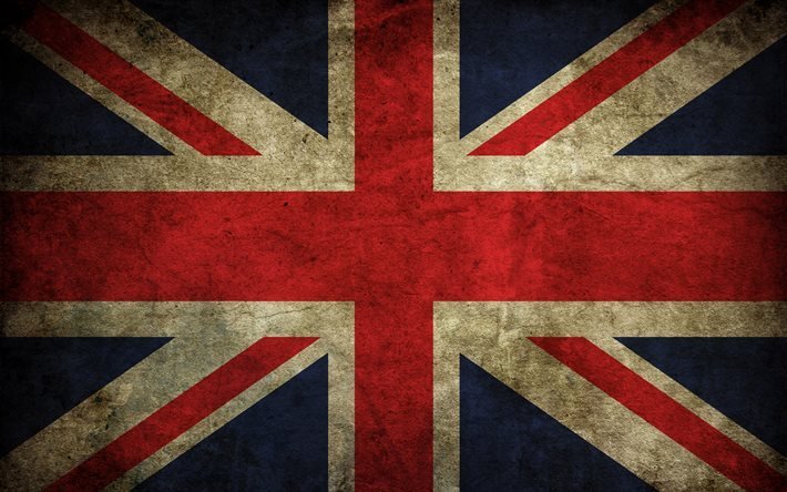 Brittiska flaggan, 4k, grunge, Union Jack, flaggor, BRITTISKA flaggan