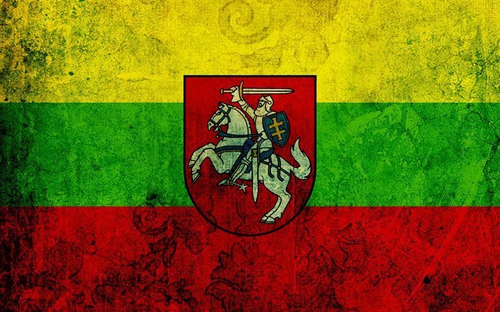 Litauiska flaggan, grunge, Litauens flagga, flaggor