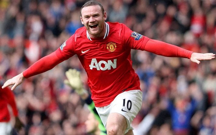 Wayne Rooney, 4K, jogador de futebol, objetivo, O Manchester United, estrelas do futebol