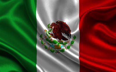 Mexican flag, 4k, silk, flag of Mexico, flags, Mexico flag