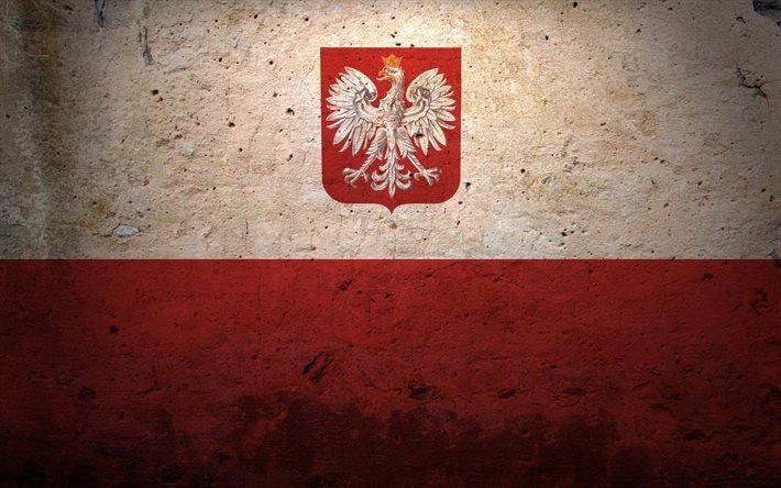 Polish flag, 4k, grunge, flag of Poland, flags, Poland flag