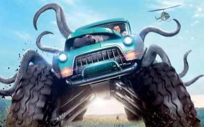 monster-trucks, 4k, 2016 film, poster