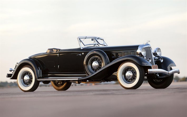 1933, Chrysler Imperial, svart cabriolet, vintage bilar, retro bilar, black Imperial, amerikanska bilar, Chrysler