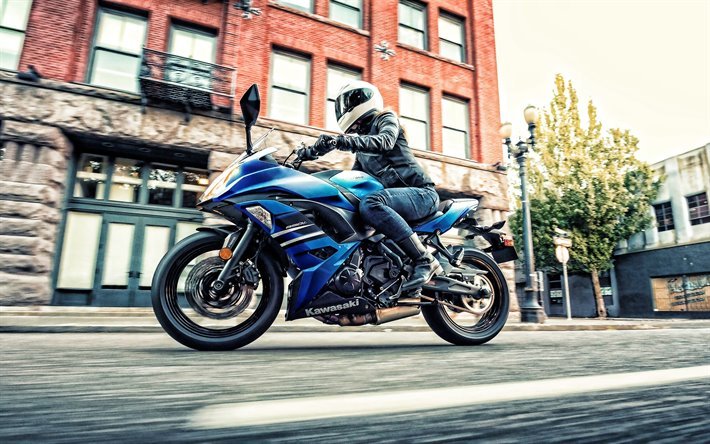 2019, Kawasaki Ninja 650, moto sportiva, blu nuovo Ninja 650, moto giapponesi, Kawasaki