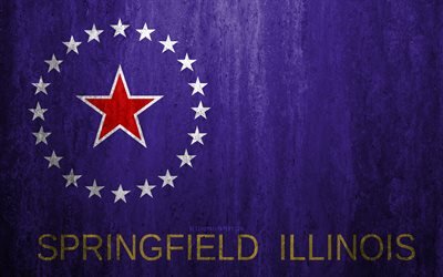 Drapeau de Springfield, dans l&#39;Illinois, 4k, pierre fond, ville Am&#233;ricaine, grunge drapeau, Springfield, &#233;tats-unis, Springfield drapeau grunge de l&#39;art, de la texture de pierre, les drapeaux des villes am&#233;ricaines