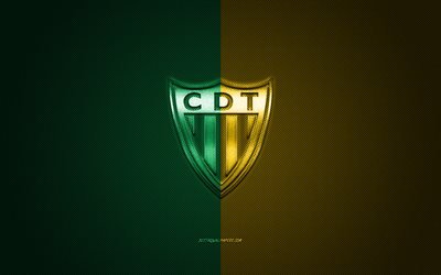 CD Tondela, Portuguese football club, Primeira Liga, green yellow logo, green yellow carbon fiber background, football, Tondela, Portugal, CD Tondela logo