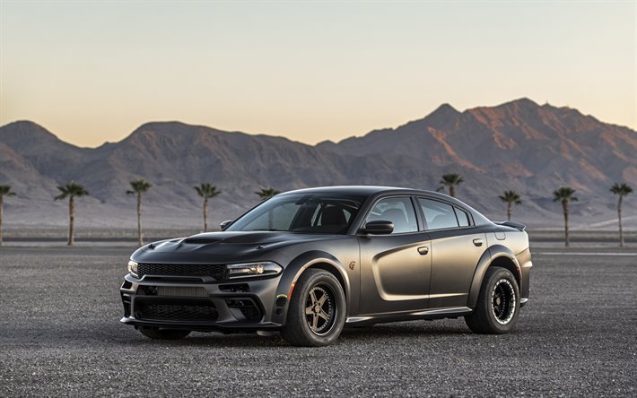 2019, Dodge Charger, front view, matte black, exterior, tuning Charger, american cars, SEMA 2019, Dodge