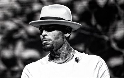 Chris Brown, Amerikalı şarkıcı, portre, siyah beyaz fotoğraf &#231;ekimi, Christopher Maurice Brown