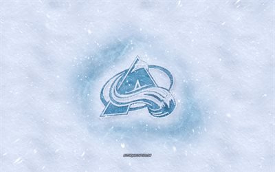 colorado avalanche-logo, american hockey club, winter-konzepte, nhl, colorado avalanche-ice-logo -, schnee-textur, denver, colorado, usa, schnee, hintergrund, colorado avalanche, eishockey