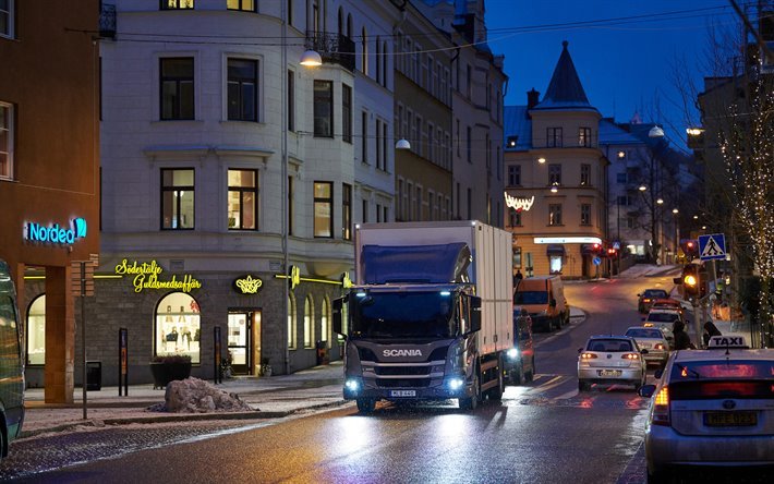 Scania L280, 4k, street, 2019 trucks, LKW, L-series, cargo transport, 2019 Scania L280, trucks, Scania
