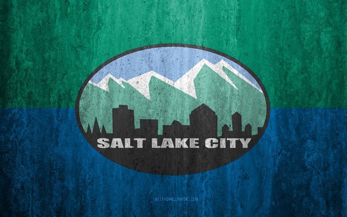 Flaggan i Salt Lake City, Utah, 4k, sten bakgrund, Amerikansk stad, grunge flagga, Salt Lake City, USA, Salt Lake City flagga, grunge konst, sten struktur, flaggor av amerikanska st&#228;der