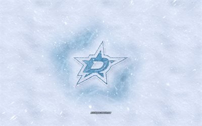 Dallas Stars logotipo, Americana de h&#243;quei clube, inverno conceitos, NHL, Dallas Stars gelo logotipo, neve textura, Dallas, Texas, EUA, neve de fundo, Dallas Stars, h&#243;quei