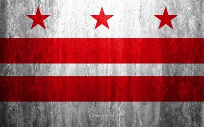 Flaggan i Washington, 4k, sten bakgrund, Amerikansk stad, grunge flagga, Washington, USA, Washington flagga, grunge konst, sten struktur, flaggor av amerikanska st&#228;der