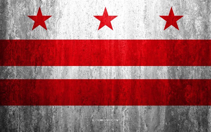 Amerikan şehirleri Washington bayrağı, 4k, taş arka plan, Amerikan şehir, grunge bayrak, Washington, ABD, bayrak, grunge, sanat, taş doku, bayraklar