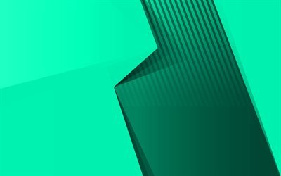 Green abstract background, green geometric abstract, Green creative background, material design, Green paper background