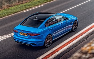 2020, Jaguar XE Reims Edition, rear view, exterior, blue sedan, tuning XE, race track, British sports cars, Jaguar
