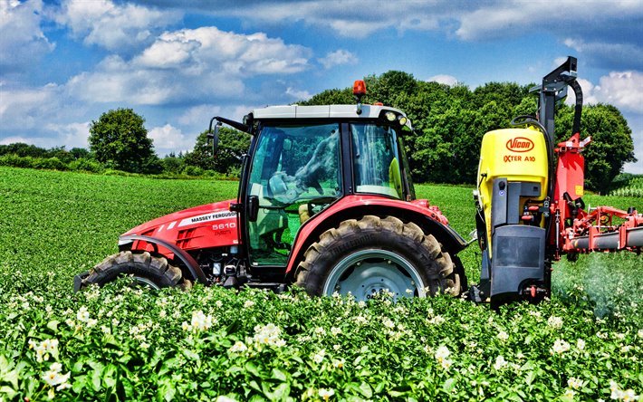 Massey Ferguson 5610, 4k, traktorin py&#246;r&#228;n, modernin maatalouden laitteita, traktorit, Massey Ferguson