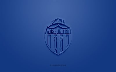 York United FC, kreativ 3D-logotyp, blå bakgrund, Kanadensiska Premier League, CPL, 3d emblem, Kanadensisk fotbollsklubb, Kanada, 3d konst, fotboll, York United FC 3d logotyp