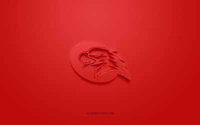 Orli Znojmo, logo 3D creativo, sfondo rosso, ICE Hockey League, emblema 3d, Hockey Club austriaco, Znojmo, Austria, arte 3d, hockey, logo 3d Orli Znojmo