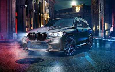 BMW X5, 4k, gece manzaraları, 2021 arabaları, G05, ayarlama, SUV, Imperial Tuning, Alman otomobil, BMW