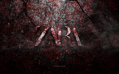 Zara logo, grunge art, Zara stone logo, red stone texture, Zara, grunge stone texture, Zara emblem, Zara 3d logo