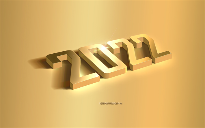 2022 New Year, golden 3d letters, Happy New Year 2022, golden background, 2022 concepts, 2022 golden background, 2022 3d background