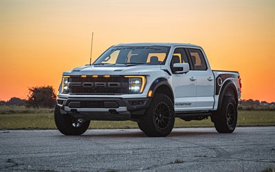 2021, Hennessey VelociRaptor 600, 4k, front view, exterior, Ford F-150 Raptor, white pickup truck, new white F-150 Raptor, tuning F-150 Raptor, Ford