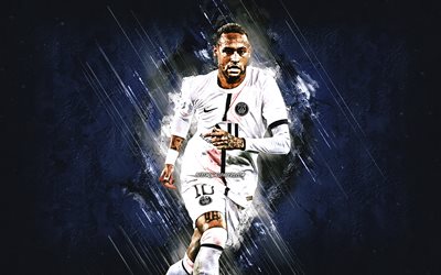 Neymar, PSG, calciatore Brasiliano, Paris Saint-Germain, uniforme bianca PSG, calcio, Ligue 1, Francia