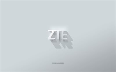 شعار ZTE, خلفية بيضاء, شعار ZTE ثلاثي الأبعاد, فن ثلاثي الأبعاد, زد تي اي