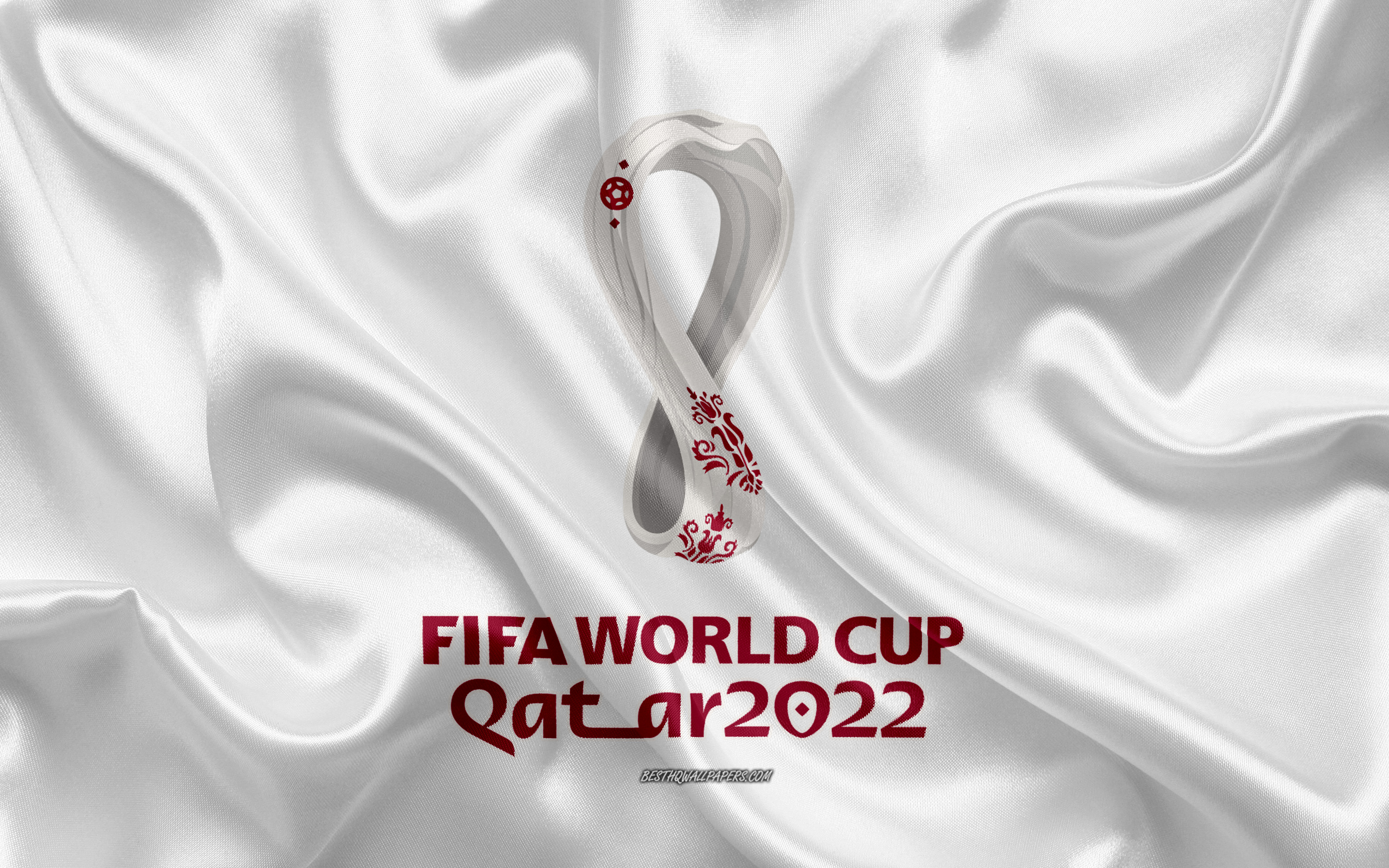 Download wallpapers 2022 FIFA World Cup, 4k, Qatar 2022, white silk  texture, Qatar 2022 logo, Qatar 2022 emblem, 2022 FIFA World Cup logo,  soccer for desktop with resolution 1024x1024. High Quality HD pictures  wallpapers