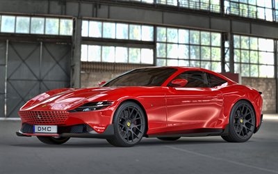 2022 Ferrari Roma Fuego By DMC, 4k, 外側, 正面, 赤いスポーツクーペ, 新しい赤いローマフエゴ, スーパーカー, イタリアのスポーツカー, フェラーリ