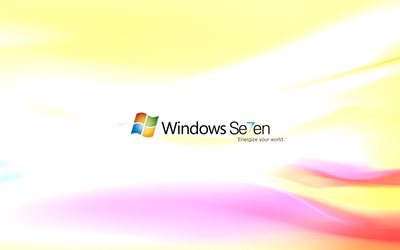 Windows 7, abstract waves, Se7en, orange background, Windows Seven