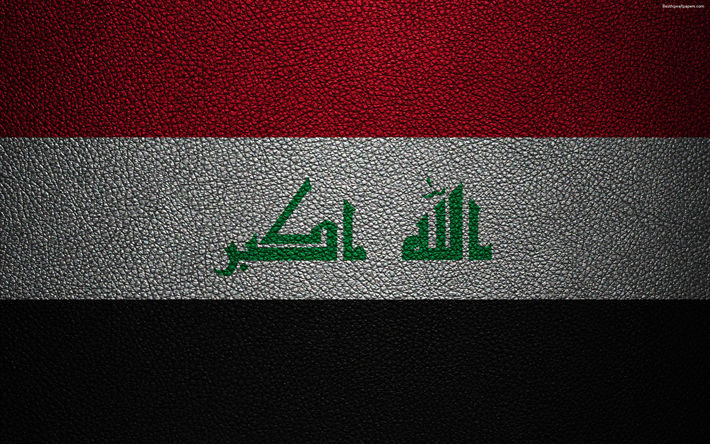 Irak bayrağı, 4k, deri dokusu, Asya, d&#252;nya bayrakları, Irak