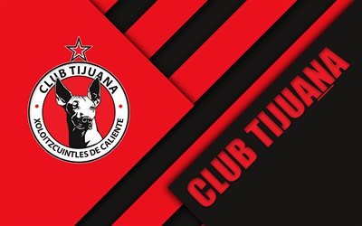 Club Tijuana Xolos Tijuana, 4k, Meksika Futbol Kul&#252;b&#252;, malzeme, tasarım, logo, siyah ve kırmızı soyutlama, Tijuana, Meksika, Birinci Lig, Lig MX