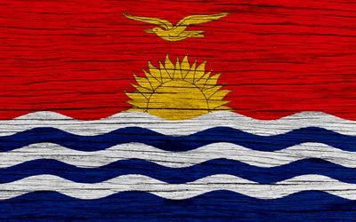 Kiribati bayrak, 4k, Oceania, ahşap doku, ulusal semboller, sanat, Kiribati