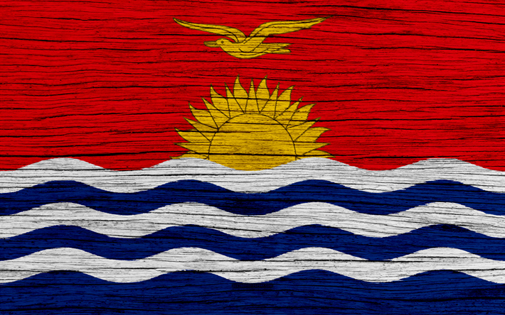 العلم كيريباتي, 4k, أوقيانوسيا, نسيج خشبي, الرموز الوطنية, كيريباتي العلم, الفن, كيريباتي