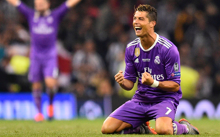 Download wallpapers Cristiano Ronaldo, Real Madrid, CR7, purple