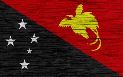 Papua Yeni Gine bayrağı, 4k, Okyanusya, ahşap doku, ulusal semboller, Papua Yeni Gine bayrak, sanat, Papua Yeni Gine