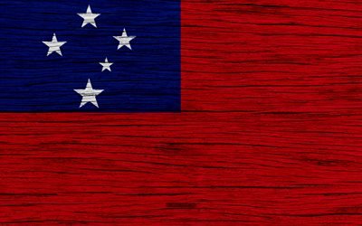 علم ساموا, 4k, أوقيانوسيا, نسيج خشبي, الرموز الوطنية, ساموا العلم, الفن, ساموا