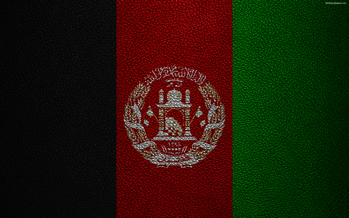 Bandera de Afganist&#225;n, 4K, textura de cuero, Afganist&#225;n bandera, Asia, el mundo de las banderas, Afganist&#225;n